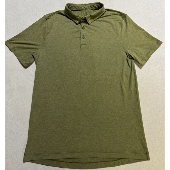Lululemon Polo Shirt Mens L Green Stretch Golf Sports Short Sleeve Performance - Picture 1 of 5